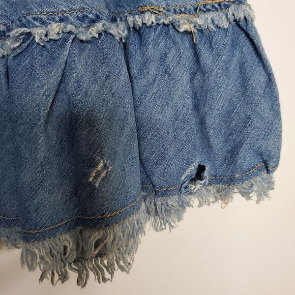 Vintage Y2K 90s 00s Candies Blue Low Rise Denim Studded Ribbon Tiered Skirt Sz 5 - Picture 5 of 9